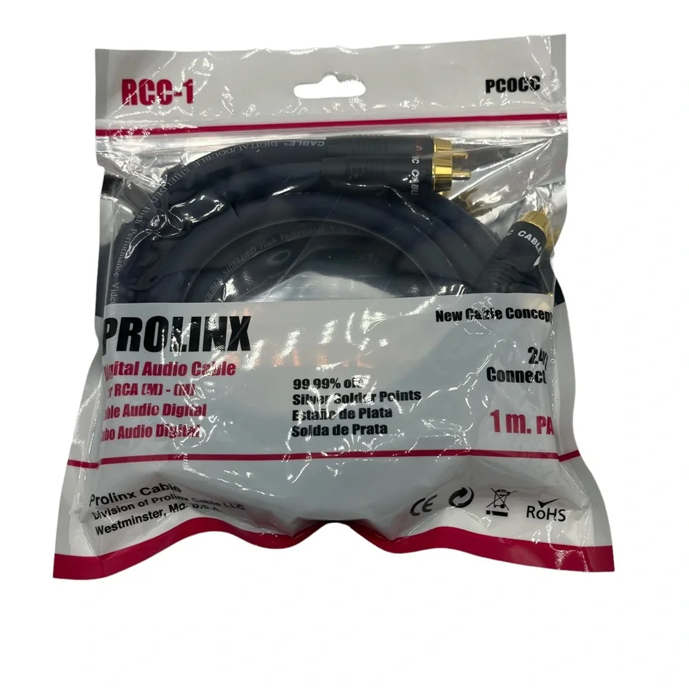 Prolinx Puresonic Audiophile Series RCA Cable Male to Male 3 ft 24k Gold Plated